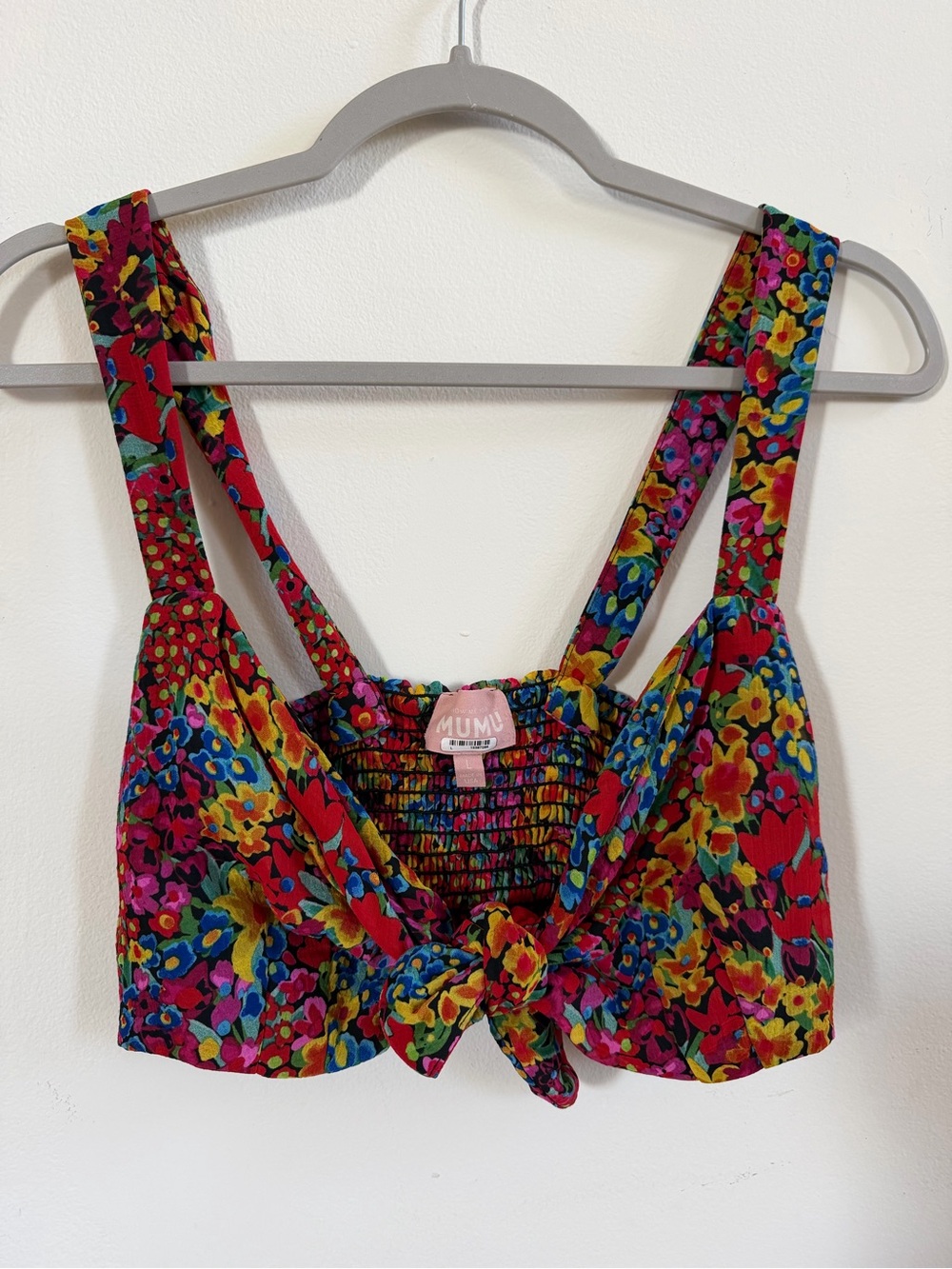 Floral Tie-Front Top:MUMU